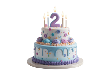 2nd Happy birthday cake isolated on transparent background