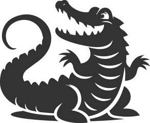 Crocodile wagging its tail happily vector silhouette