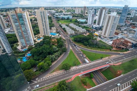 Aerial view of Ceara avenue of Campo Grande city. Campo Grande MS Brazil.
