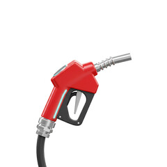 Red Gasoline Pump Nozzle on Transparent Background 
