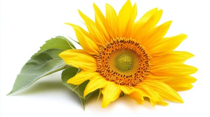 Fototapeta premium Vibrant Sunflower in Full Bloom with Golden Petals and Leaves