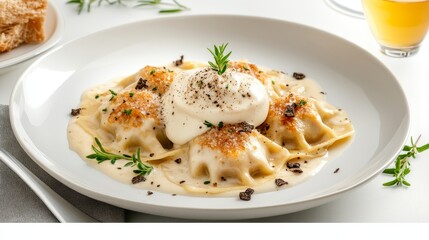 Elegant gourmet truffle dessert dish fine dining experience contemporary setting culinary delight