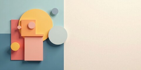 Abstract Pastel Shapes Composition Featuring Geometric Forms and Color Blocks on a Soft Background
