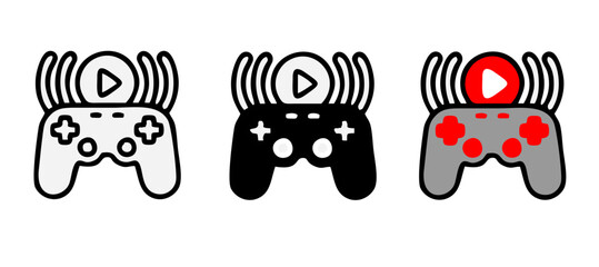 Live streaming icon set. Live broadcasting buttons and symbols. Set of online stream icons. Live stream logo. Social media. Vector illustration.