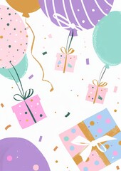Colorful Balloon and Gift Box Celebration Illustration