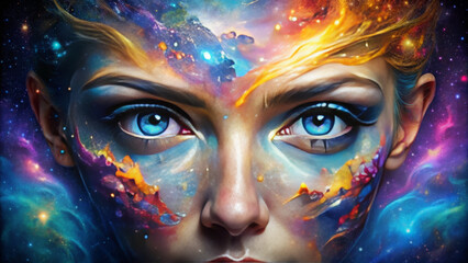 Galaxy Eye Design: Cosmic Colors and Swirling Patterns