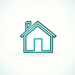 Teal Line Art House Icon Minimalist Home Symbol Digital Illustration