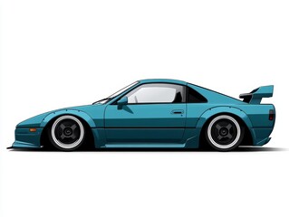 Teal Pixel Art Sports Coupe Lowrider Style Widebody Kit