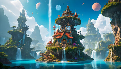 Enchanting Floating Castle in a Dreamlike Fantasy Landscape