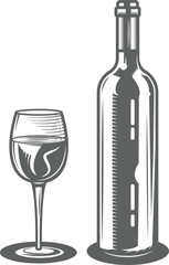 wine bottle and glass