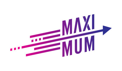 maximum logo on white background. maximum concept with arrow sign