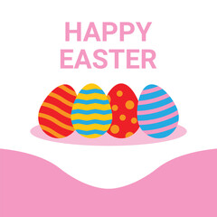 happy easter greeting card vector design with egg vector colorful
