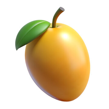 This 3D mango render highlights a bright yellow fruit with a glossy finish, ideal for food blogs, recipes, or digital art. Its fresh, organic look adds a tropical touch to any design or kitchen decor.