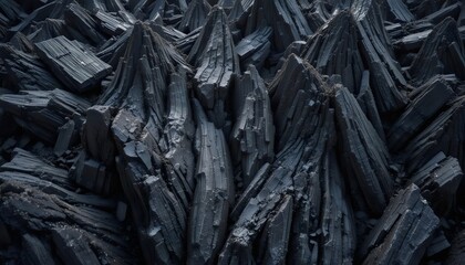 Sharp jagged rocks. Dark fractured formations. Layered geological texture. Rugged, angular, cracked, structured, detailed.