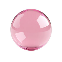 Pink glass sphere isolated on transparent background. 3D rendering.