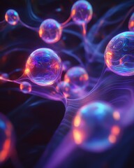 Obraz premium Colorful Abstract Bubbles with Light Reflections in a Dark Setting