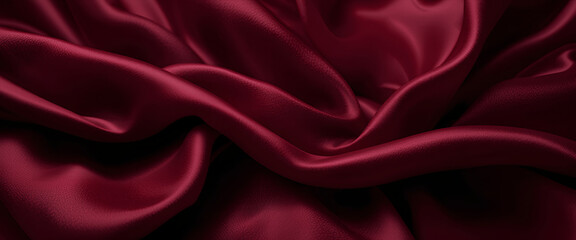 deep red burgundy cherry maroon crimson abstract background, featuring luxurious silk satin velvet fabric with elegant drapery folds, flowing waves, perfect for romantic, valentine, birthday