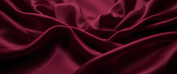 Obraz premium deep red burgundy cherry maroon crimson abstract background, featuring luxurious silk satin velvet fabric with elegant drapery folds, flowing waves, perfect for romantic, valentine, birthday
