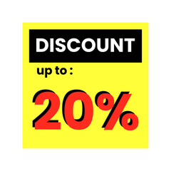 Discount offer tag badge. Sale promotion label with 20 percentage sign.