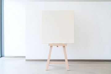 easel with blank canvas on the wall