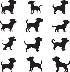 set of dogs silhouettes