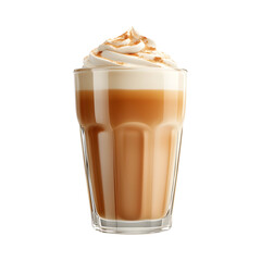 Glass of Coffee with Whipped Cream Isolated on Transparent Background