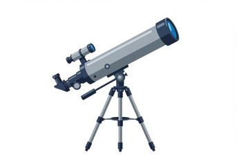 Telescope is standing on a tripod, ready for astronomical observations