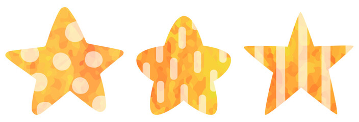 模様の入った星のイラストセット オレンジ色 ベクター素材
