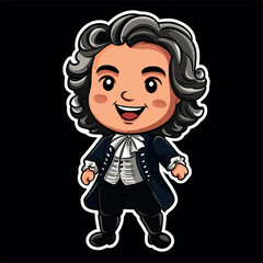 Fototapeta premium Cute cartoon figure with a suit and bow tie, smiling.