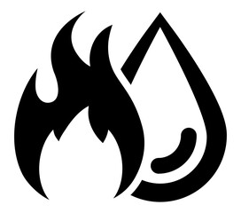 icon representing calorie burning metabolism of fat oxidation through fire and oil symbols.