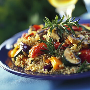 Roasted vegetable and quinoa salad with rosemary