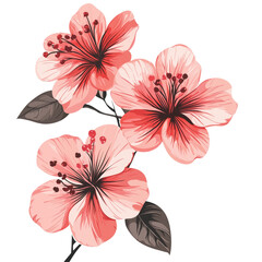 Obraz premium Delicate pink flowers isolated on a deep black background creating a beautiful contrast for floral illustrative art