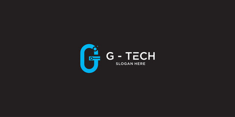 Creative letter G technology logo design with modern style premium vector
