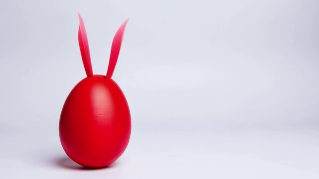 Red Easter egg with paper bunny ears