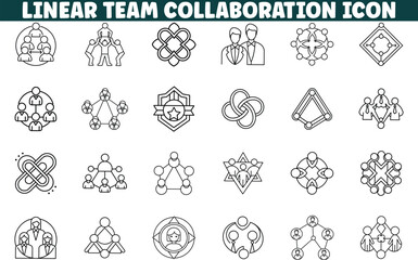Linear Icons Teamwork, Collaboration, Partnership, Networking, Team, Collaboration, Synergy, Unity, 
