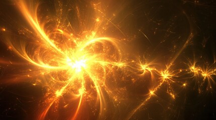 Obraz premium Vibrant abstract light explosion with swirling patterns and glowing particles in a dark background