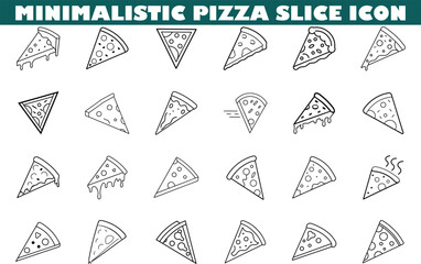 Minimalist Pizza Slice Icons Collection of Line Art Designs