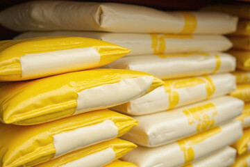 Fototapeta premium bunch of rolls of cheese stacked on top of each other