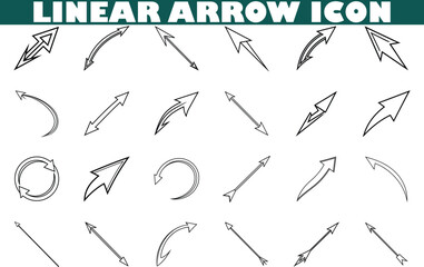 Linear Arrow Icons Collection of Straight, Curved, and Circular Arrows