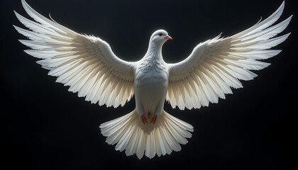Majestic White Dove with Outstretched Wings – Symbol of Peace
