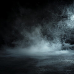 Fototapeta premium Dark, moody scene: smoky, textured ground, atmospheric fog