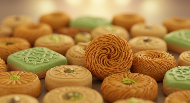 Ramadan sweets background. Cookies of El Fitr Islamic Feast