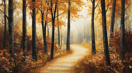 Fototapeta premium Serene Autumn Forest Pathway
