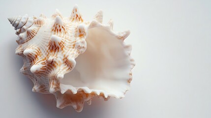 Intricate Seashell Softly Lit White Background. AI Generated