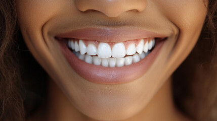 Fototapeta premium Close-Up of Woman's Lips and white teeth