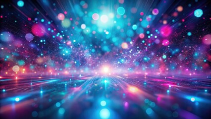 A Vibrant Cosmic Landscape Featuring Sparkling Lights and Glowing Particles in a Futuristic Setting