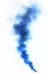Ethereal blue smoke plume rising gracefully against a clean white backdrop creating a mesmerizing visual effect perfect for various design applications