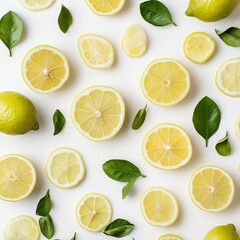 Fresh Lemon and Green Card on a Party Table with Citrus Mockup in a Flat Lay Front View