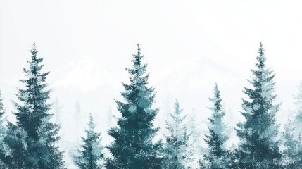 Winter Forest Misty Mountains