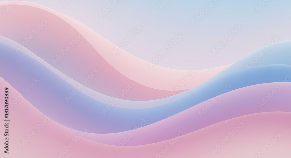 Wall mural soft, flowing abstract waves in pastel colors, creating a sense of calm and serenity, suitable for w